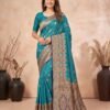 Turquoise Blue Silk Saree