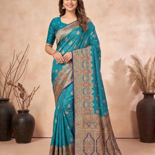 Turquoise Blue Silk Saree
