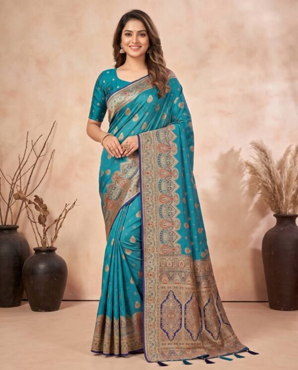 Turquoise Blue Silk Saree