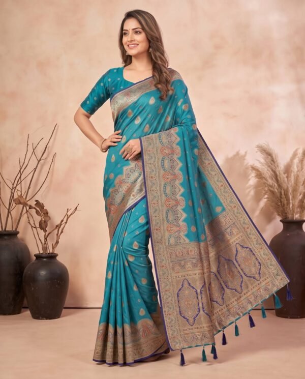 Turquoise Blue Silk Saree