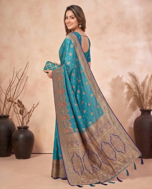 Turquoise Blue Silk Saree