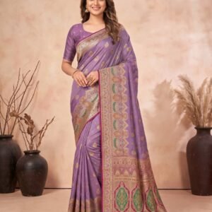 Purple Blended Silk Saree