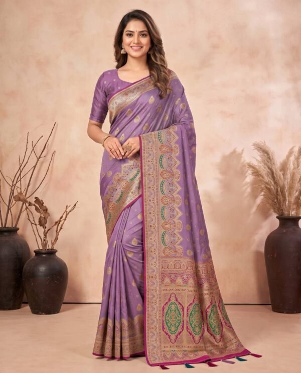 Purple Blended Silk Saree