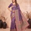 Purple Blended Silk Saree