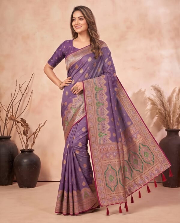 Purple Blended Silk Saree