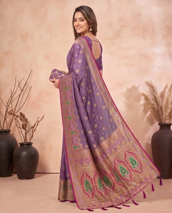 Purple Blended Silk Saree