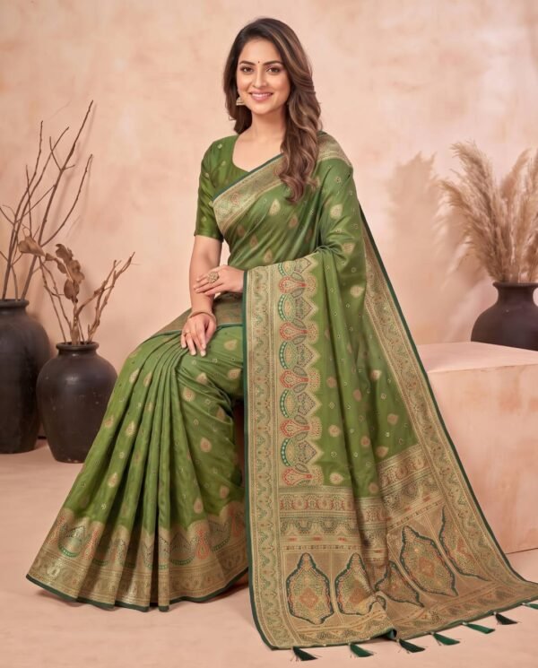 Mehendi Green Silk Saree