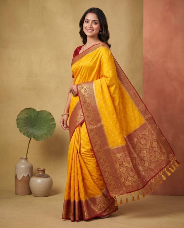Mustard Yellow Banarasi Silk Saree