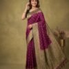 Wine Banarasi Silk Saree