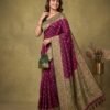 Wine Banarasi Silk Saree