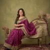 Wine Banarasi Silk Saree