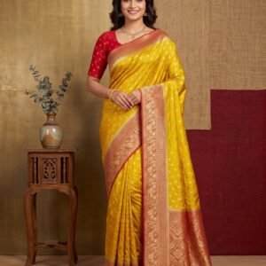 Yellow Banarasi Silk Saree