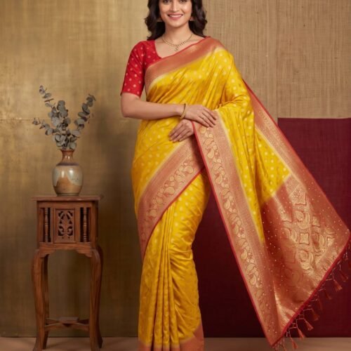 Yellow Banarasi Silk Saree
