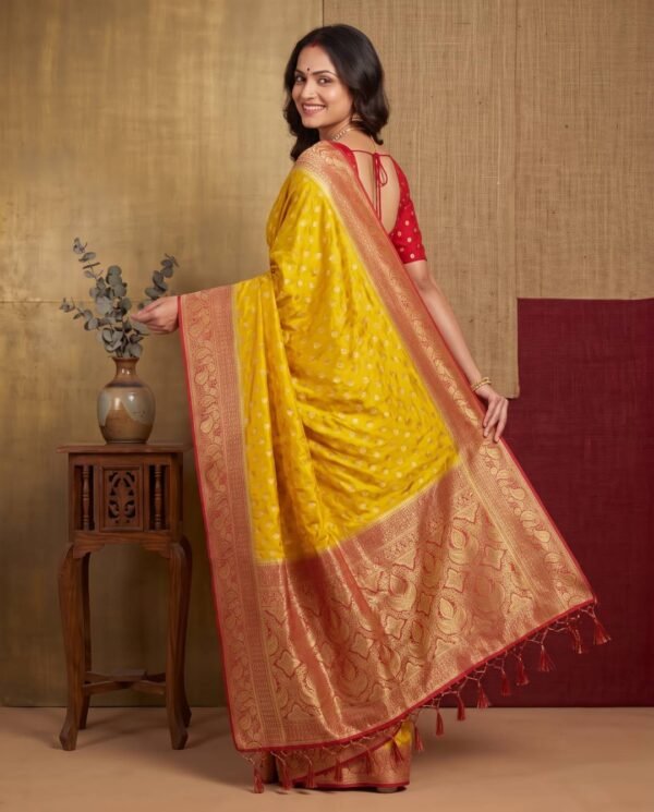 Yellow Banarasi Silk Saree