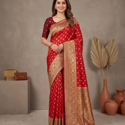Red Banarasi Silk Saree Red Banarasi Silk Saree