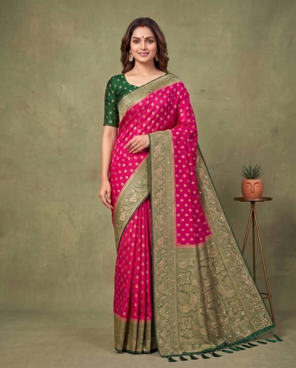 Rani Pink Banarasi Silk Saree