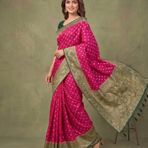 Rani Pink Banarasi Silk Saree