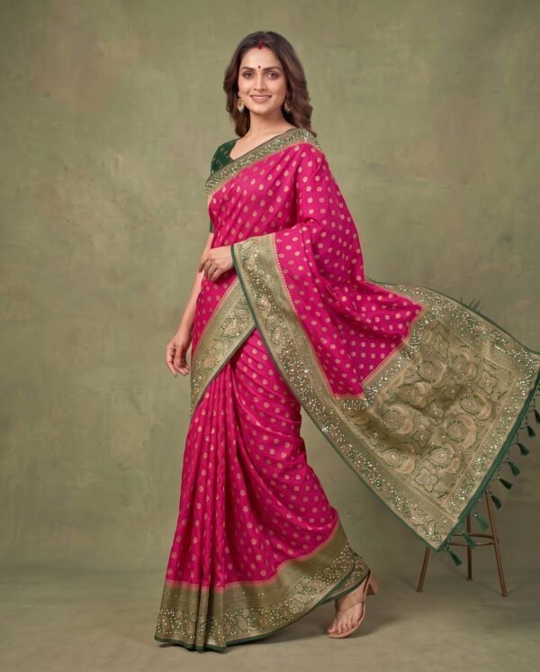 Rani Pink Banarasi Silk Saree