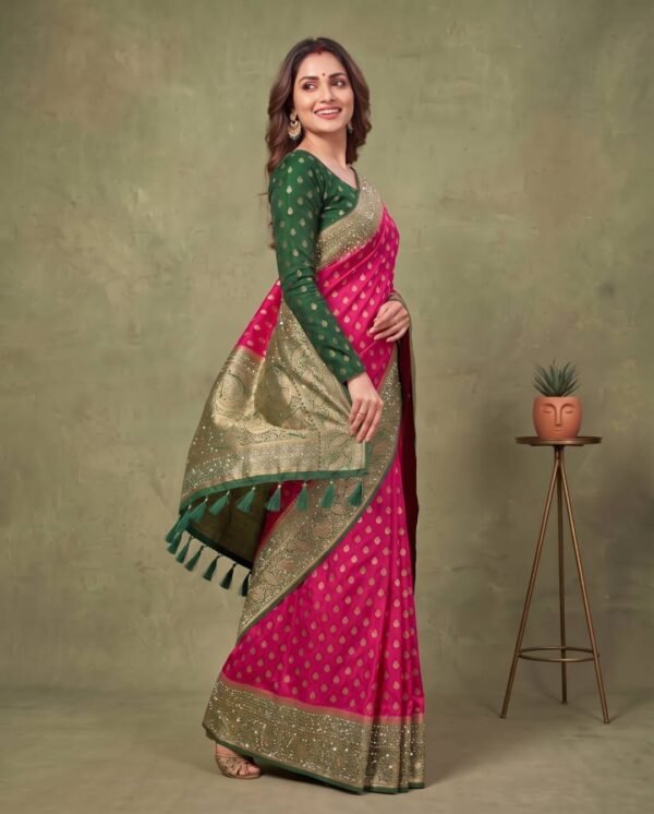 Rani Pink Banarasi Silk Saree