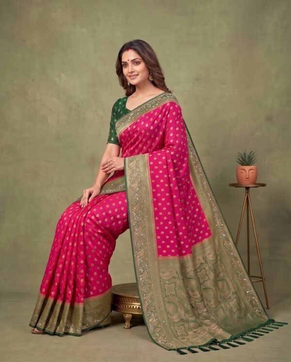 Rani Pink Banarasi Silk Saree