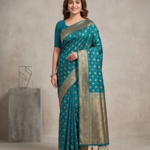 Teal Blue Silk Saree