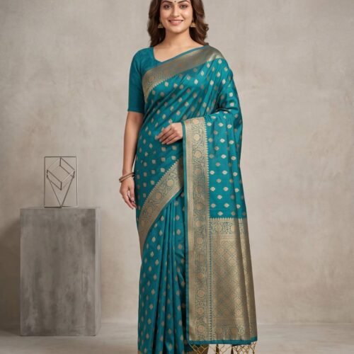 Teal Blue Silk Saree