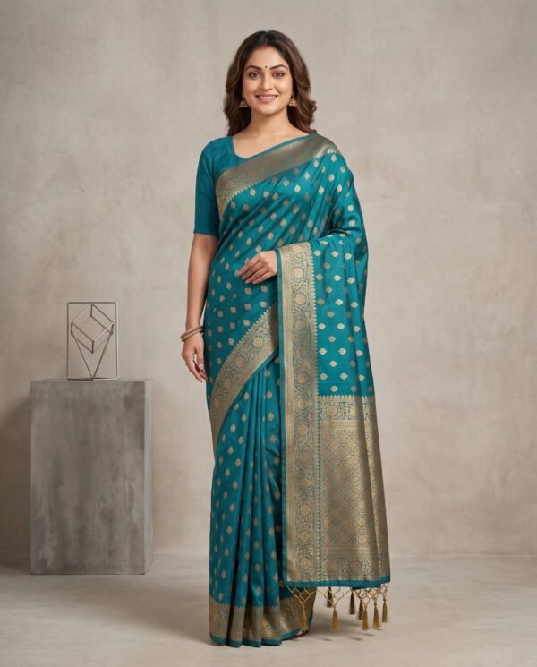 Teal Blue Silk Saree