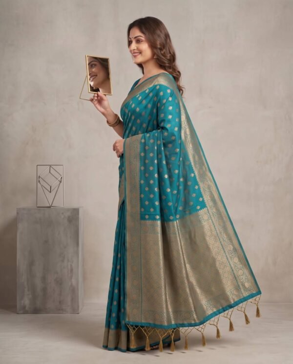 Teal Blue Silk Saree