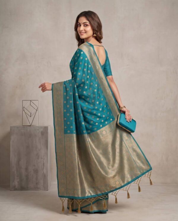 Teal Blue Silk Saree