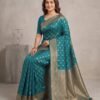 Teal Blue Silk Saree