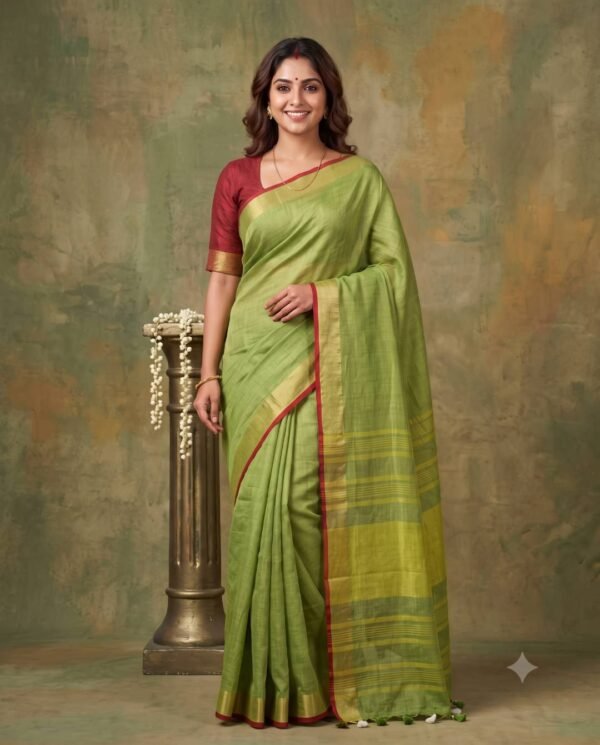 Pastel Green Pure Linen Saree Pastel Green Pure Linen Saree