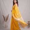 Mango Yellow Pure Linen Saree
