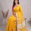 Mango Yellow Pure Linen Saree
