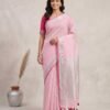 Baby Pink Pure Linen Saree Baby Pink Pure Linen Saree