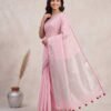 BSOS0050-3(1) Baby Pink Pure Linen Saree