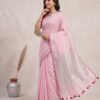 BSOS0050-3(2) Baby Pink Pure Linen Saree