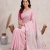 BSOS0050-3(3) Baby Pink Pure Linen Saree