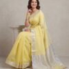 Yellow Pure Linen Saree