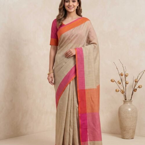 Beige Pure Linen Saree Beige Pure Linen Saree