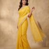 Yellow Pure Linen Saree