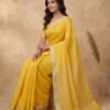 Yellow Pure Linen Saree