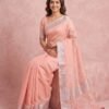 BSOS0050-8(3) Baby Pink Pure Linen Saree