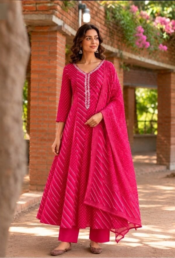 Pink Anarkali Stitched Suit