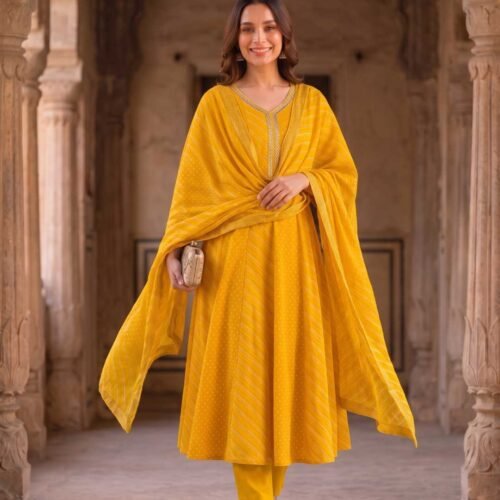 Yellow Anarkali Stitched Suit Yellow Anarkali Stitched Suit