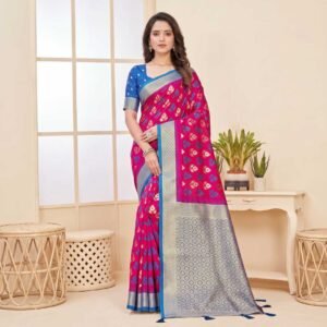 Rani Pink Silk Saree