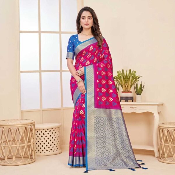 Rani Pink Silk Saree