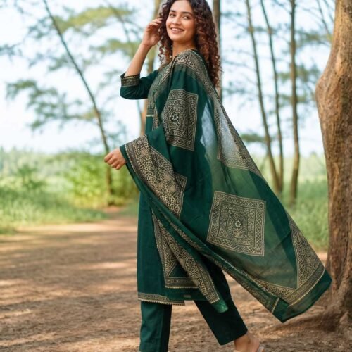 Cotton Green Stitched Suit