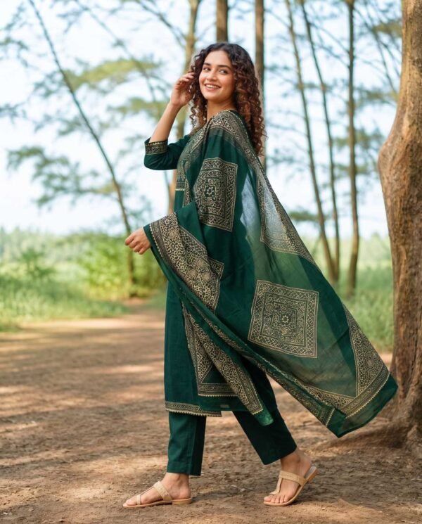 Cotton Green Stitched Suit