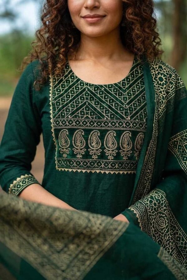 Cotton Green Stitched Suit