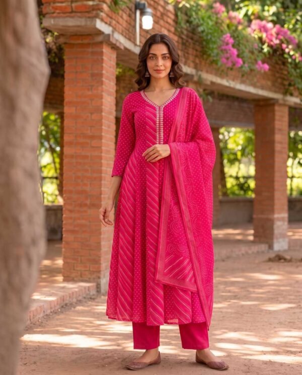 Pink Anarkali Stitched Suit
